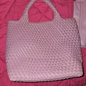 Chic Pink Woven Tote Bag